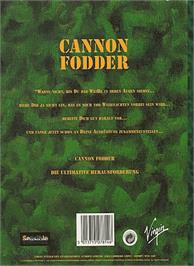 Box back cover for Cannon Fodder on the Atari ST.