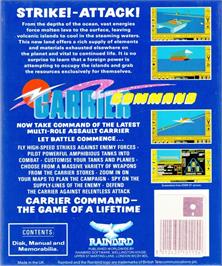 Box back cover for Carrier Command on the Atari ST.