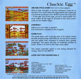 Box back cover for Chuckie Egg on the Atari ST.