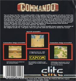 Box back cover for Commando on the Atari ST.