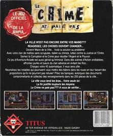 Box back cover for Crime Does Not Pay on the Atari ST.