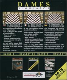 Box back cover for Dames Simulator on the Atari ST.