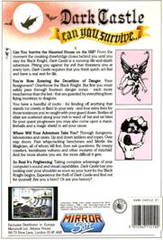 Box back cover for Dark Castle on the Atari ST.