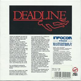 Box back cover for Deadline on the Atari ST.
