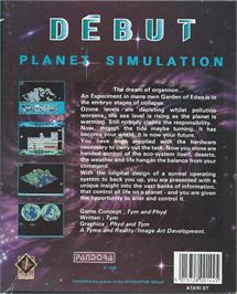 Box back cover for Début on the Atari ST.