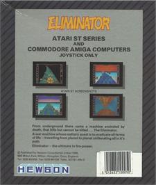 Box back cover for Eliminator on the Atari ST.