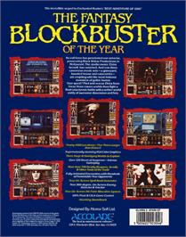 Box back cover for Elvira 2 on the Atari ST.
