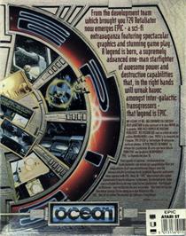 Box back cover for Epic on the Atari ST.