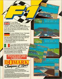 Box back cover for F1 on the Atari ST.