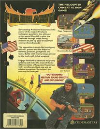 Box back cover for Firehawk on the Atari ST.