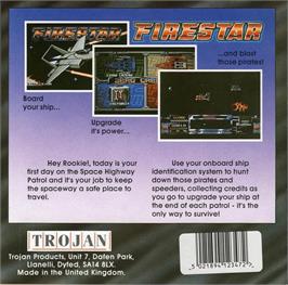 Box back cover for Firestar on the Atari ST.