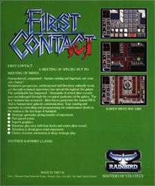 Box back cover for First Contact on the Atari ST.