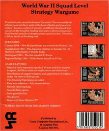 Box back cover for Frontline on the Atari ST.