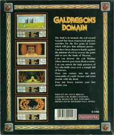 Box back cover for Galdregon's Domain on the Atari ST.