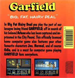 Box back cover for Garfield: Big, Fat, Hairy Deal on the Atari ST.