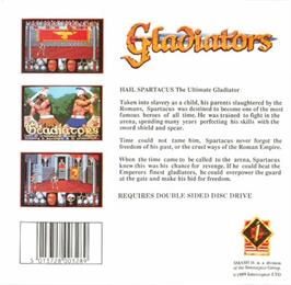 Box back cover for Gladiators on the Atari ST.