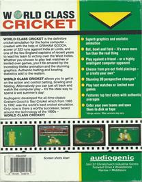 Box back cover for Graham Gooch World Class Cricket on the Atari ST.