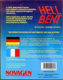 Box back cover for Hell Bent on the Atari ST.