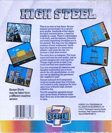 Box back cover for High Steel on the Atari ST.