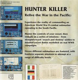 Box back cover for Hunter Killer on the Atari ST.