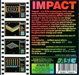 Box back cover for Impact on the Atari ST.