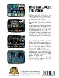 Box back cover for In 80 Days Around The World on the Atari ST.