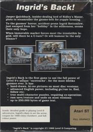 Box back cover for Ingrid's Back! on the Atari ST.