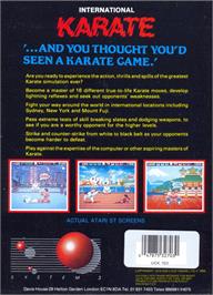 Box back cover for International Karate Plus on the Atari ST.
