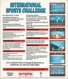 Box back cover for International Sports Challenge on the Atari ST.