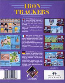 Box back cover for Iron Trackers on the Atari ST.