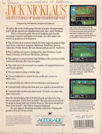 Box back cover for Jack Nicklaus' Greatest 18 Holes of Major Championship Golf on the Atari ST.