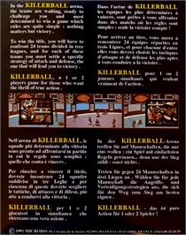 Box back cover for Killerball on the Atari ST.
