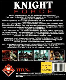 Box back cover for Knight Force on the Atari ST.