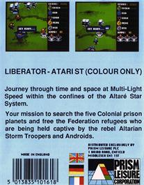 Box back cover for Liberator on the Atari ST.