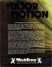 Box back cover for Major Motion on the Atari ST.