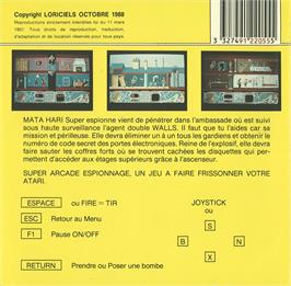 Box back cover for Mata Hari on the Atari ST.