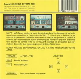 Box back cover for Mata Hari on the Atari ST.