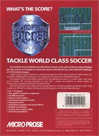 Box back cover for Microprose Soccer on the Atari ST.