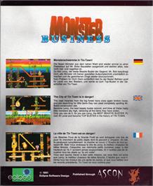 Box back cover for Monster Business on the Atari ST.