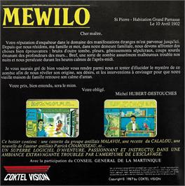 Box back cover for Méwilo on the Atari ST.