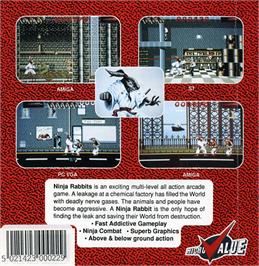 Box back cover for Ninja Rabbits on the Atari ST.