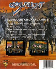 Box back cover for Onslaught on the Atari ST.