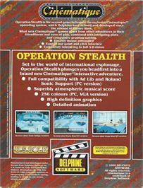 Box back cover for Operation Stealth on the Atari ST.