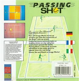 Box back cover for Passing Shot on the Atari ST.