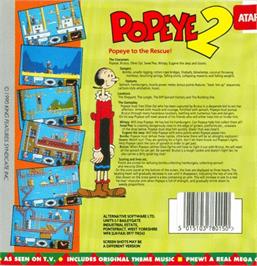 Box back cover for Popeye 2 on the Atari ST.