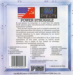 Box back cover for Power Struggle on the Atari ST.