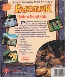 Box back cover for Prehistorik on the Atari ST.