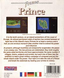 Box back cover for Prince on the Atari ST.