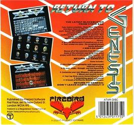 Box back cover for Return To Genesis on the Atari ST.