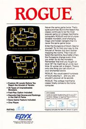 Box back cover for Rogue on the Atari ST.
